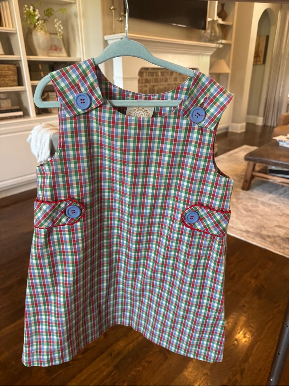 The Beaufort Bonnet Company Plaid Pinafore Dress - Red, Green, Blue